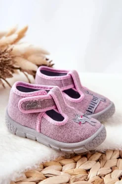 New Buty Papcie Kotek 531P084 Różowe Dzieci Dziewczęce