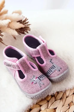 New Buty Papcie Kotek 531P084 Różowe Dzieci Dziewczęce