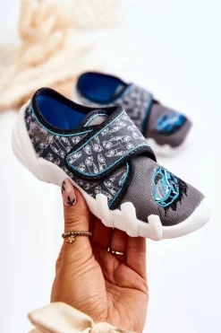 Hot BEFADO Buty Papcie Na Rzep Samochodzik 273X339 Szaro-Niebieskie