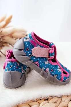 Clearance BEFADO Buty Papcie Na Rzep 190P100 Niebiesko-Różowe