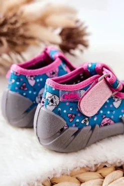 Clearance BEFADO Buty Papcie Na Rzep 190P100 Niebiesko-Różowe