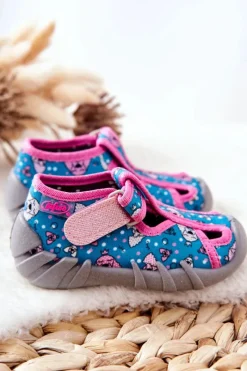 Clearance BEFADO Buty Papcie Na Rzep 190P100 Niebiesko-Różowe