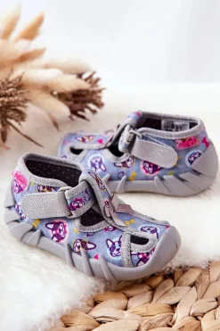 Dziewczęce|Chłopięce>BEFADO Buty Papcie Na Rzep 190P093 Szaro-Niebieskie
