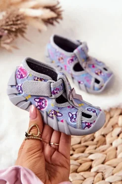 Dziewczęce|Chłopięce>BEFADO Buty Papcie Na Rzep 190P093 Szaro-Niebieskie