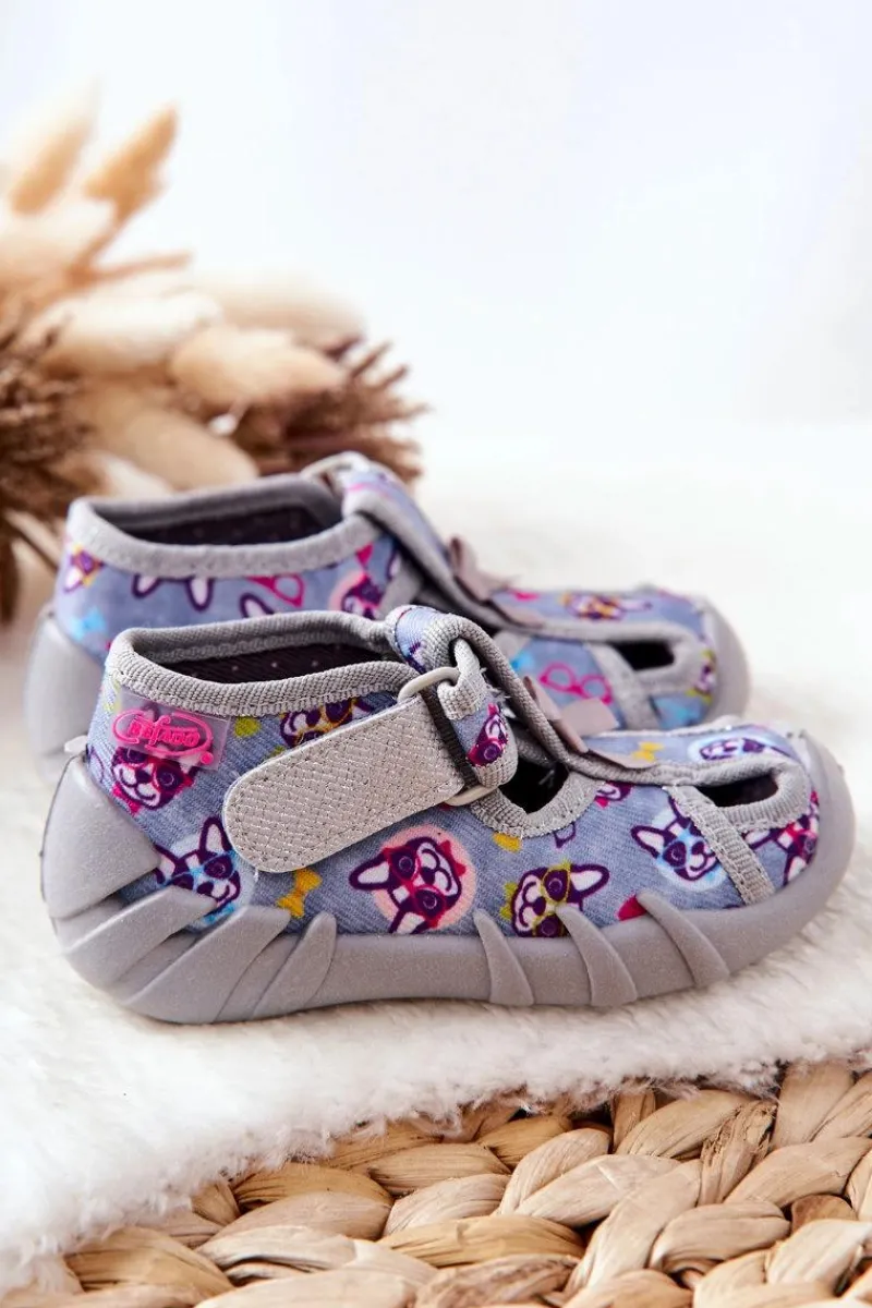 Dziewczęce|Chłopięce>BEFADO Buty Papcie Na Rzep 190P093 Szaro-Niebieskie