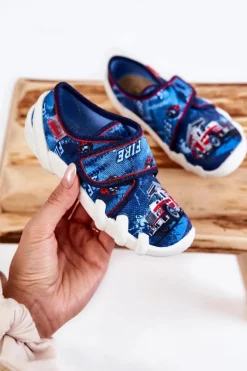 Online BEFADO Buty Papcie Na Rzep Wóz Strażacki 273X309 Granatowe