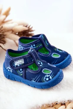 Chłopięce></noscript>BEFADO Buty Papcie Piłki 533P015 Granatowe