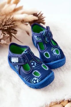 Chłopięce></noscript>BEFADO Buty Papcie Piłki 533P015 Granatowe