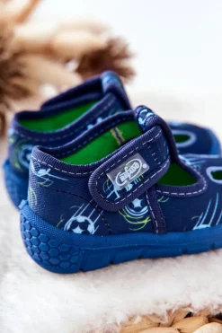 Chłopięce></noscript>BEFADO Buty Papcie Piłki 533P015 Granatowe