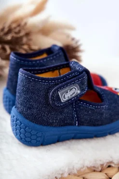 Chłopięce></noscript>BEFADO Buty Papcie Samochodzik 531P099 Granatowe