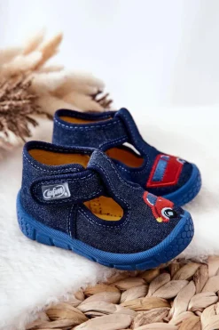 Chłopięce></noscript>BEFADO Buty Papcie Samochodzik 531P099 Granatowe