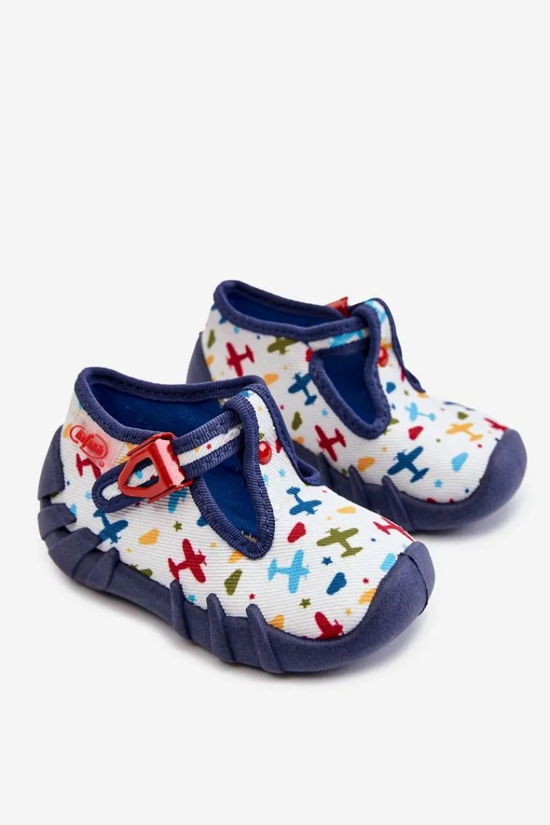 Best BEFADO Buty Papcie Samoloty 110P463 Biało-Granatowe