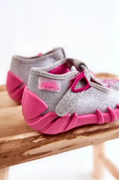 Online Buty Papcie Słoniki 110N454 Szaro-Różowe Dzieci Dziewczęce