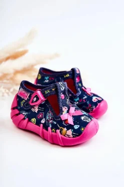 BEFADO Buty Papcie Supergirl Z Kokardką 110P456 Granatowe