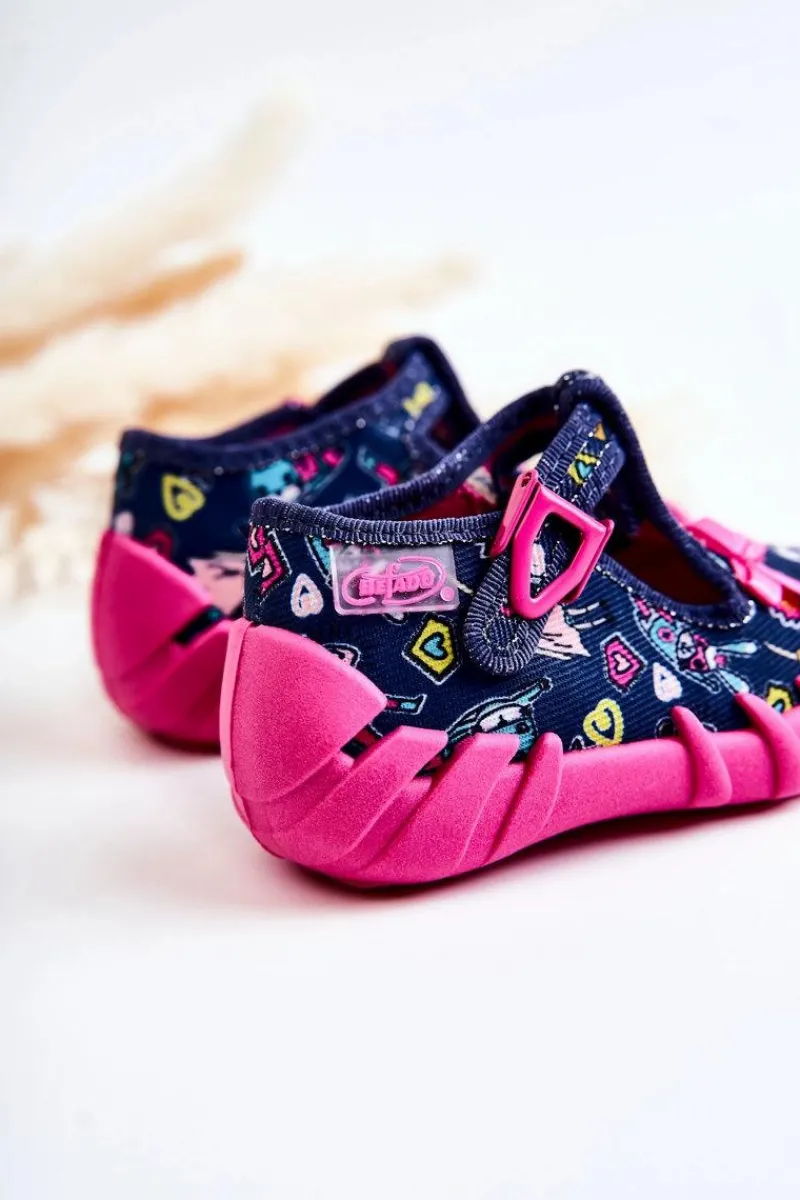 BEFADO Buty Papcie Supergirl Z Kokardką 110P456 Granatowe