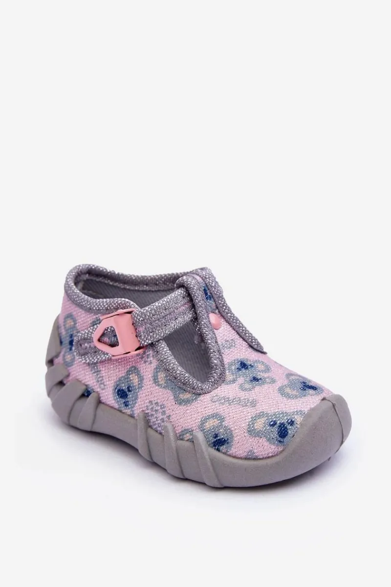 Online BEFADO Buty Papcie Błyszczące 110P474 Szaro-Różowe