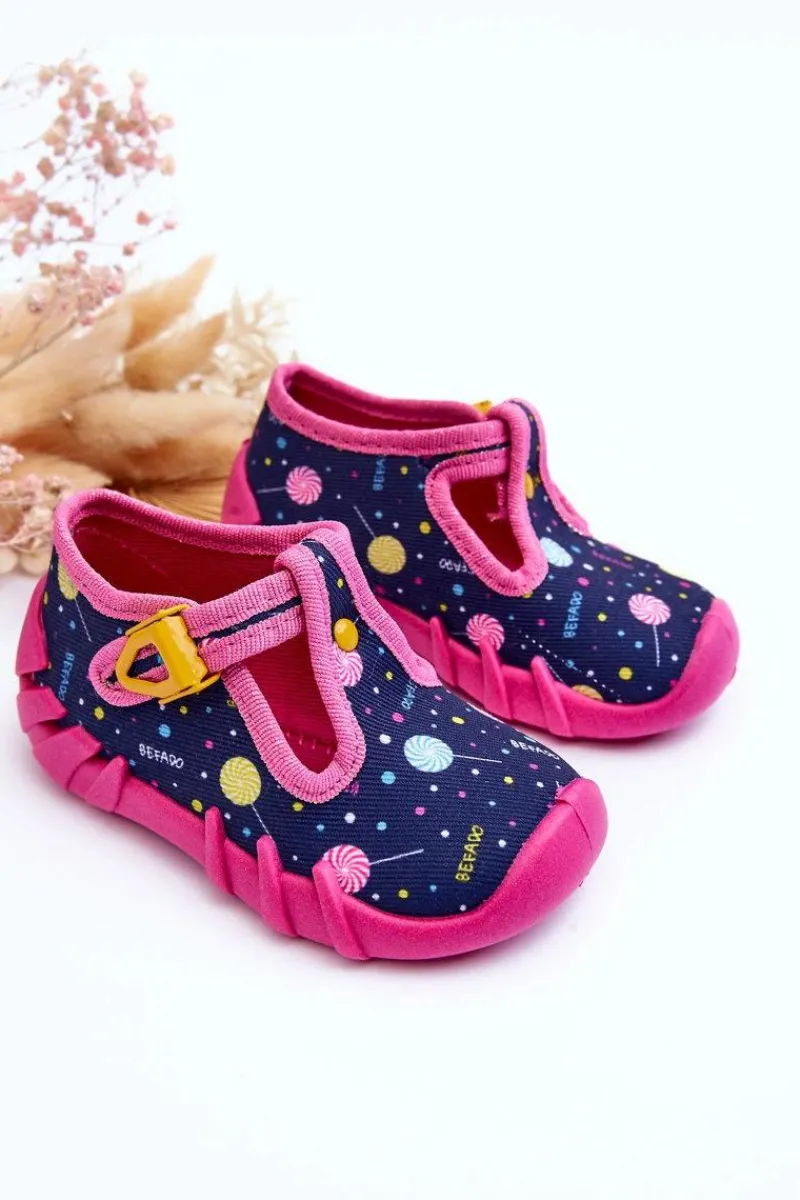 Discount Buty Papcie Dziewczęce 110P471 Różowo-Granatowe Dzieci Chłopięce