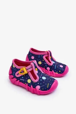 Discount Buty Papcie Dziewczęce 110P471 Różowo-Granatowe Dzieci Chłopięce