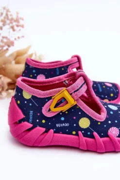 Discount Buty Papcie Dziewczęce 110P471 Różowo-Granatowe Dzieci Chłopięce