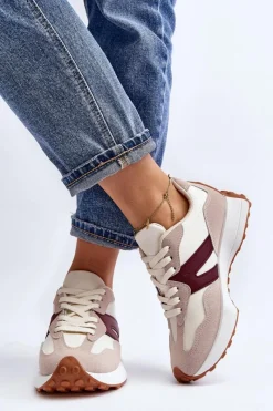 Online Boto Buty Sportowe Damskie Beżowo-Bordowe Chloette