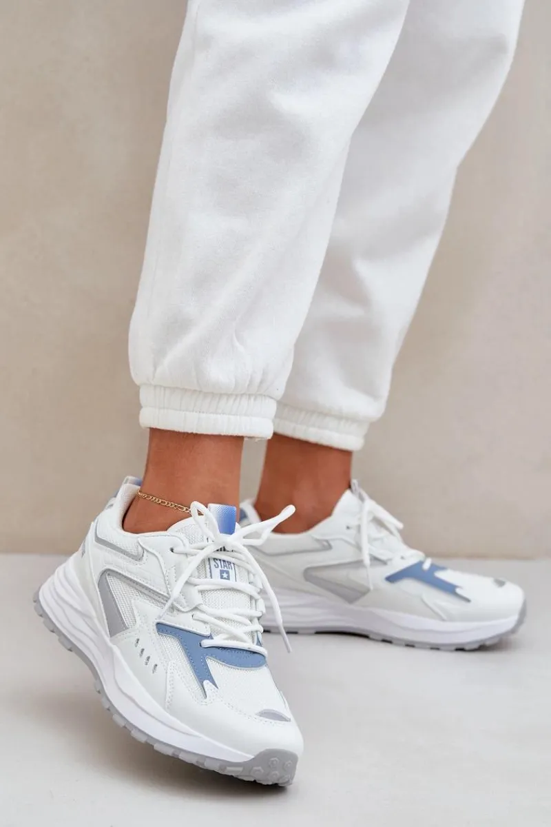 Buty Sportowe Big Star|Sneakersy Damskie>Big Star Shoes Buty Sportowe Damskie Big Star NN274A094 HI-POLY SYSTEM Biało-Niebieskie Biały