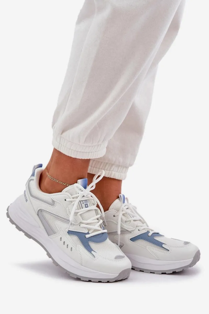 Buty Sportowe Big Star|Sneakersy Damskie>Big Star Shoes Buty Sportowe Damskie Big Star NN274A094 HI-POLY SYSTEM Biało-Niebieskie Biały
