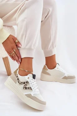 Buty Sportowe Na Platformie|Sneakersy Damskie></noscript>Boto Buty Sportowe Damskie Na Platformie Panterka Beżowe Lorori Beżowy
