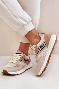 Buty Sportowe Na Platformie|Sneakersy Damskie>Boto Buty Sportowe Damskie Na Platformie Zebra Beżowe Davinara Beżowy