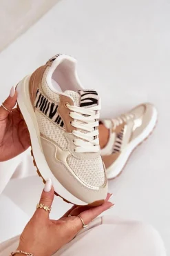 Buty Sportowe Na Platformie|Sneakersy Damskie></noscript>Boto Buty Sportowe Damskie Na Platformie Zebra Beżowe Davinara Beżowy