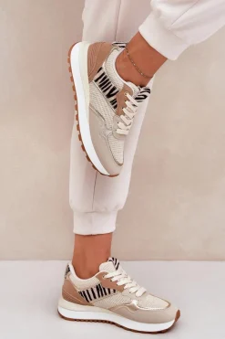 Buty Sportowe Na Platformie|Sneakersy Damskie></noscript>Boto Buty Sportowe Damskie Na Platformie Zebra Beżowe Davinara Beżowy