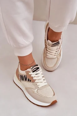 Buty Sportowe Na Platformie|Sneakersy Damskie></noscript>Boto Buty Sportowe Damskie Na Platformie Zebra Beżowe Davinara Beżowy