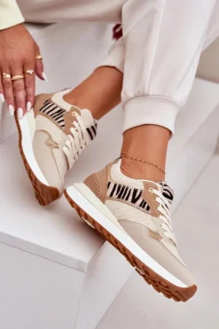 Buty Sportowe Na Platformie|Sneakersy Damskie></noscript>Boto Buty Sportowe Damskie Na Platformie Zebra Beżowe Davinara Beżowy