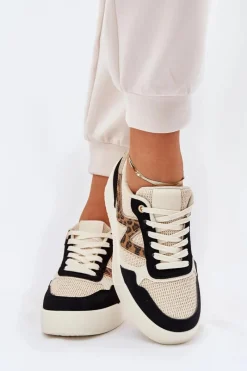 Sale Buty Sportowe Damskie Na Platformie Panterka Czarne Lorori Damskie Buty Sportowe Na Platformie|Sneakersy Damskie