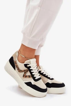 Sale Buty Sportowe Damskie Na Platformie Panterka Czarne Lorori Damskie Buty Sportowe Na Platformie|Sneakersy Damskie