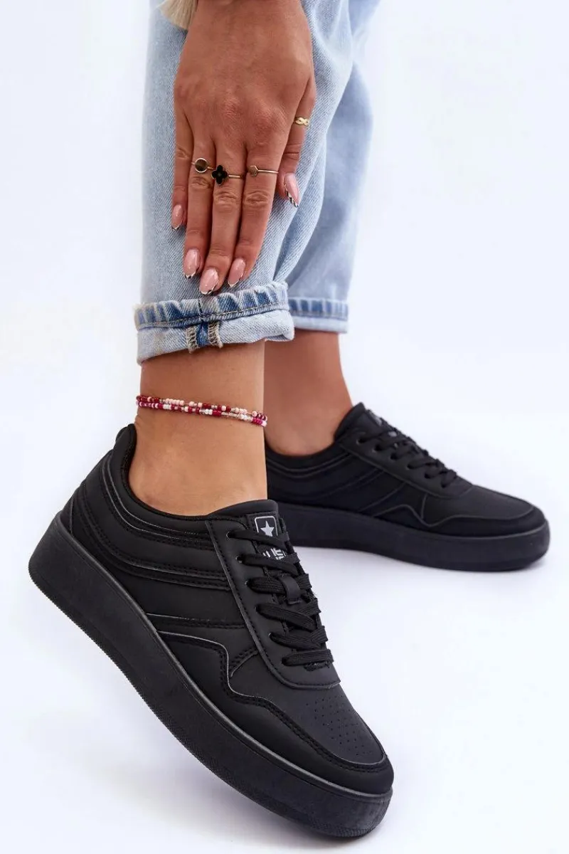 Hot Buty Sportowe Damskie Na Platformie Czarne Pudina Damskie Buty Sportowe Na Platformie|Sneakersy Damskie