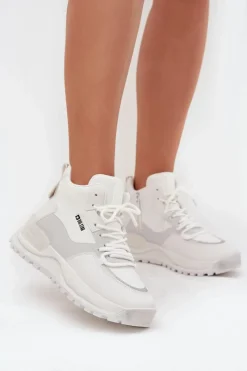Buty Sportowe Big Star|Sneakersy Damskie>Big Star Shoes Buty Sportowe Damskie Na Platformie Big Star SS274510 Białe Biały