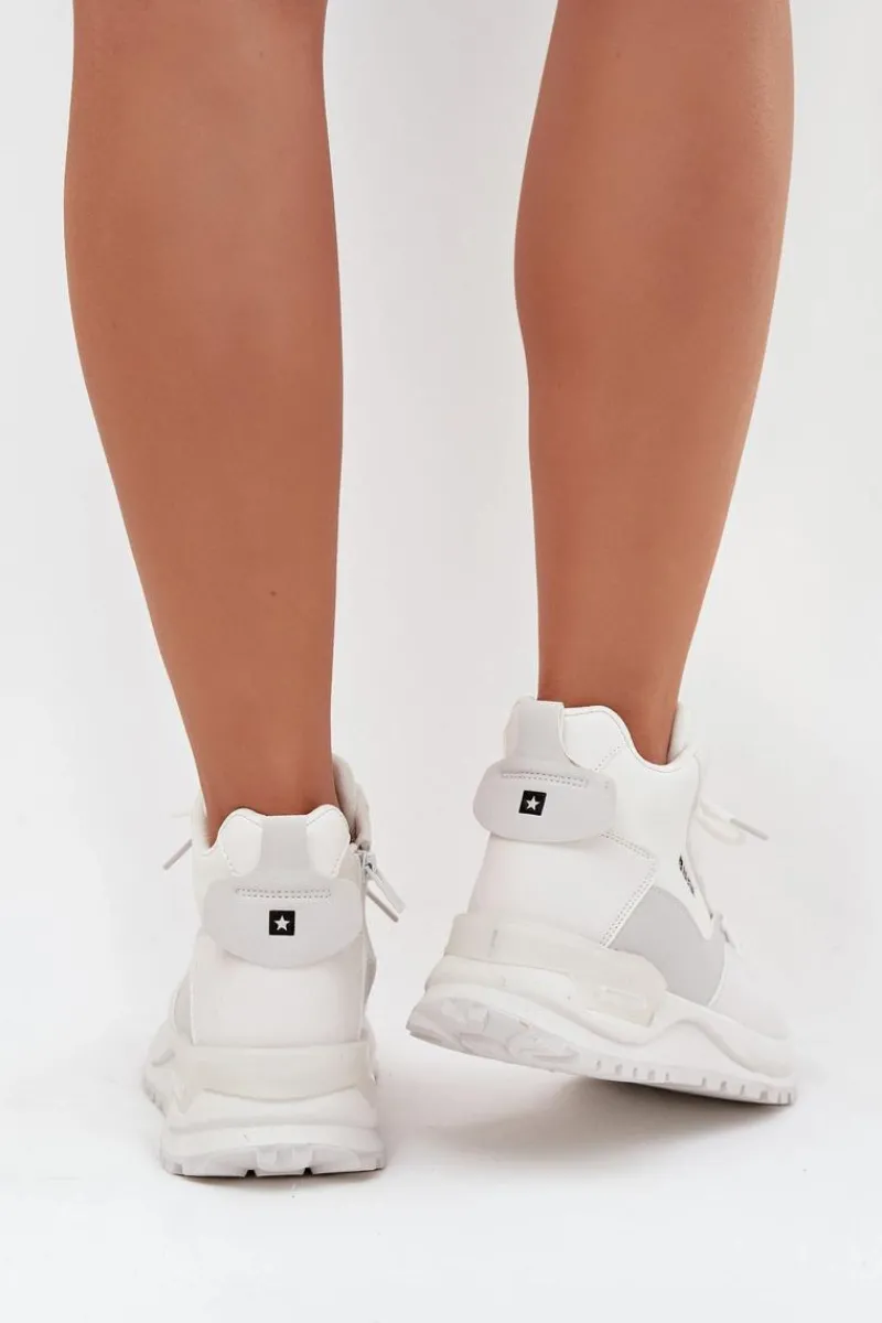 Buty Sportowe Big Star|Sneakersy Damskie>Big Star Shoes Buty Sportowe Damskie Na Platformie Big Star SS274510 Białe Biały