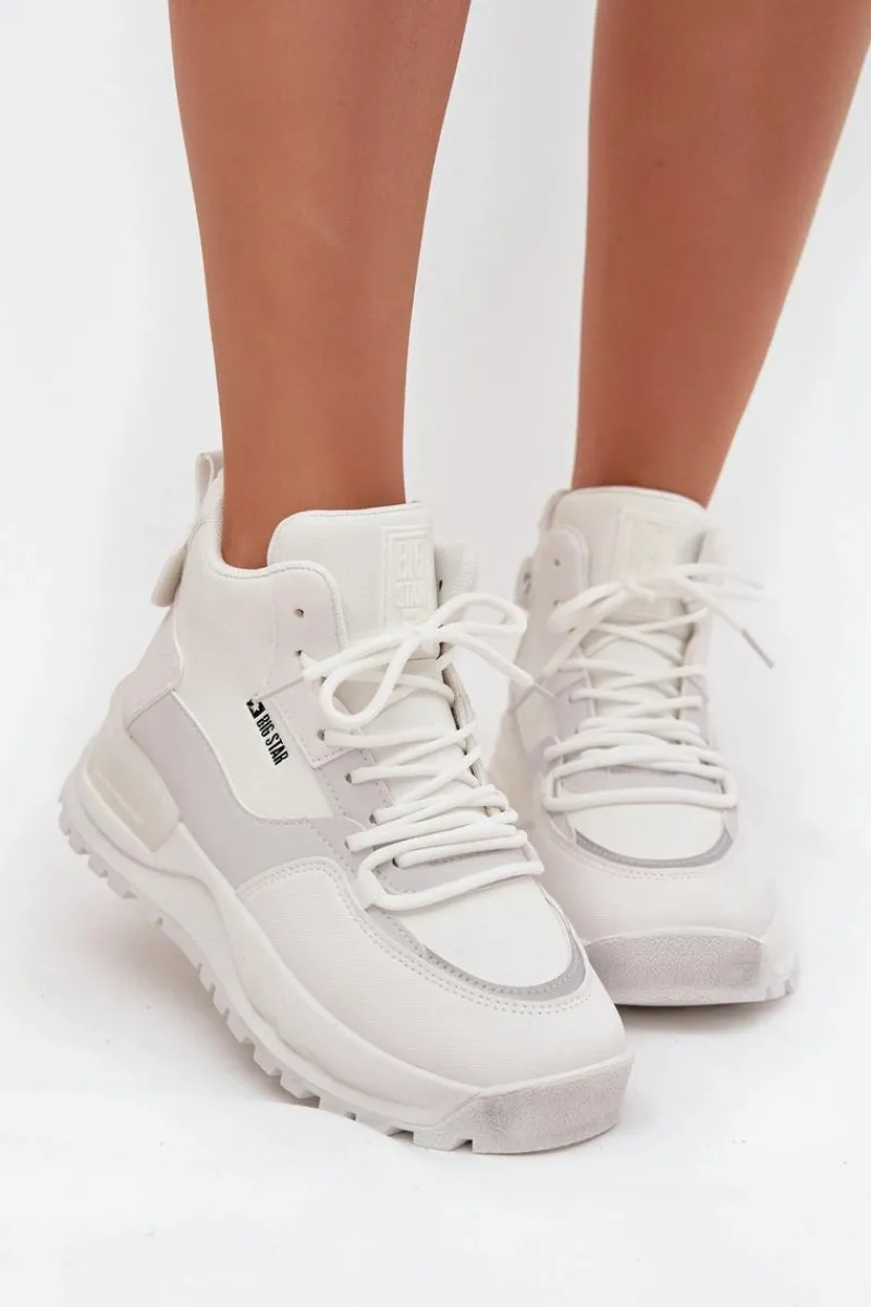 Buty Sportowe Big Star|Sneakersy Damskie>Big Star Shoes Buty Sportowe Damskie Na Platformie Big Star SS274510 Białe Biały