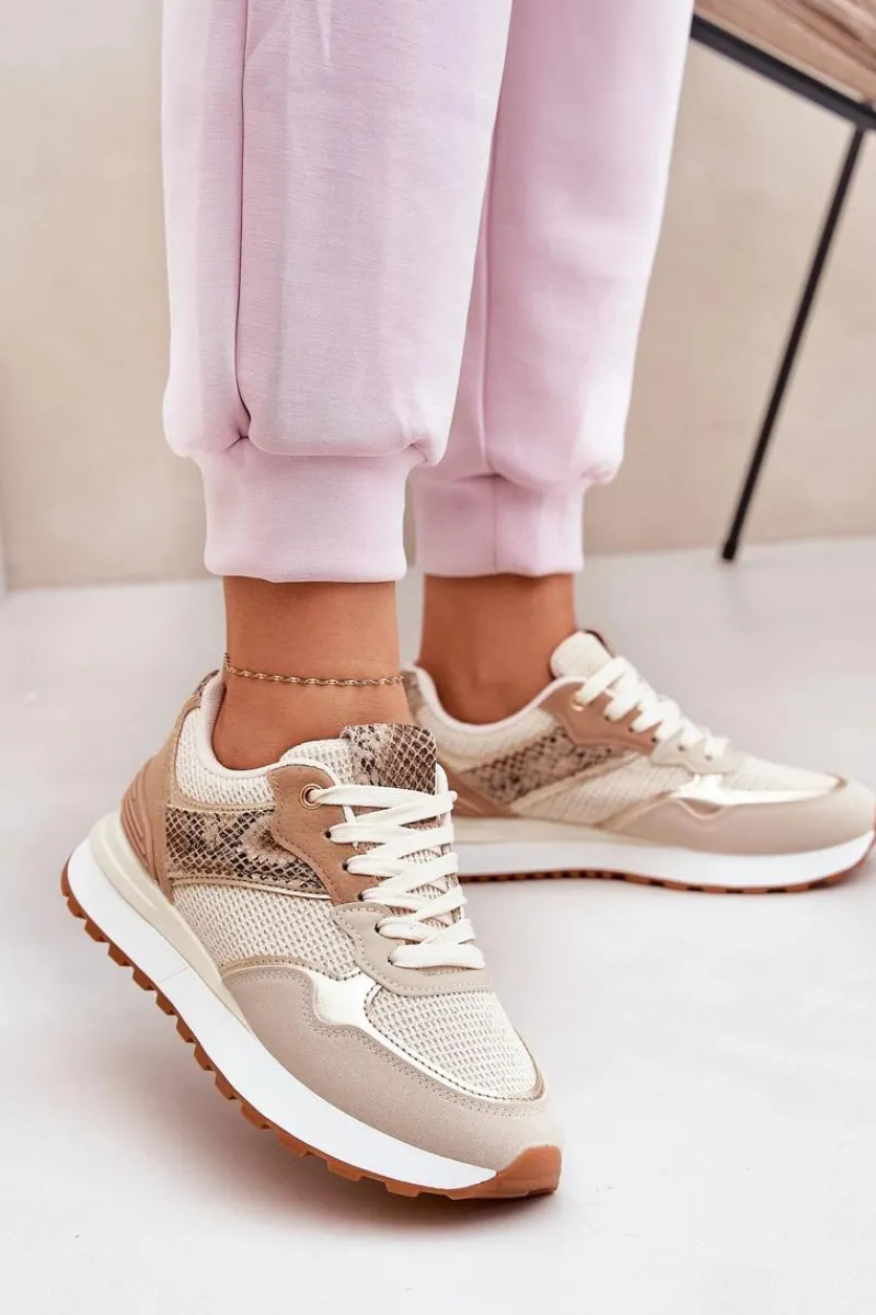 Online Buty Sportowe Damskie Na Platformie Zwierzęcy Wzór Beżowe Davinara Damskie Buty Sportowe Na Platformie|Sneakersy Damskie