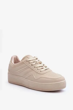 Buty Sportowe Na Platformie|Sneakersy Damskie>Evento Buty Sportowe Damskie Na Platformie Beżowe Pudina