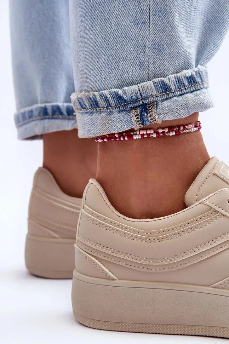 Buty Sportowe Na Platformie|Sneakersy Damskie>Evento Buty Sportowe Damskie Na Platformie Beżowe Pudina