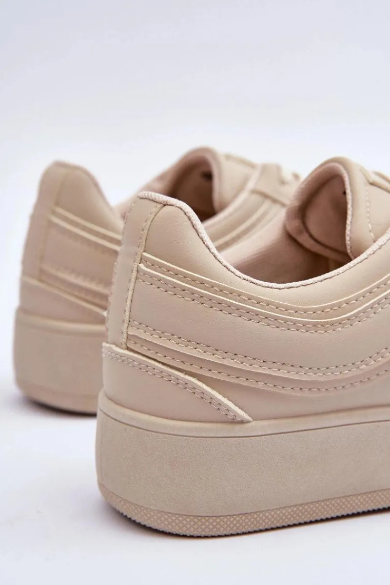 Buty Sportowe Na Platformie|Sneakersy Damskie>Evento Buty Sportowe Damskie Na Platformie Beżowe Pudina