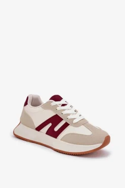 Buty Sportowe Na Platformie|Sneakersy Damskie></noscript>Boto Buty Sportowe Damskie Na Platformie Beżowo-Bordowe Emidi