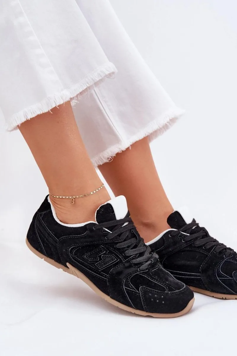 Sneakersy Damskie>Boto Buty Sportowe Damskie Z Eko Zamszu Czarne Dorella Czarny