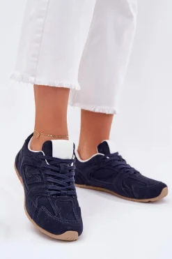 Sneakersy Damskie>Boto Buty Sportowe Damskie Z Eko Zamszu Granatowe Dorella