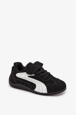 Chłopięce|Dziewczęce>Boto Buty Sportowe Dziecięce Z Rzepem Czarno-Białe Perrin Czarny