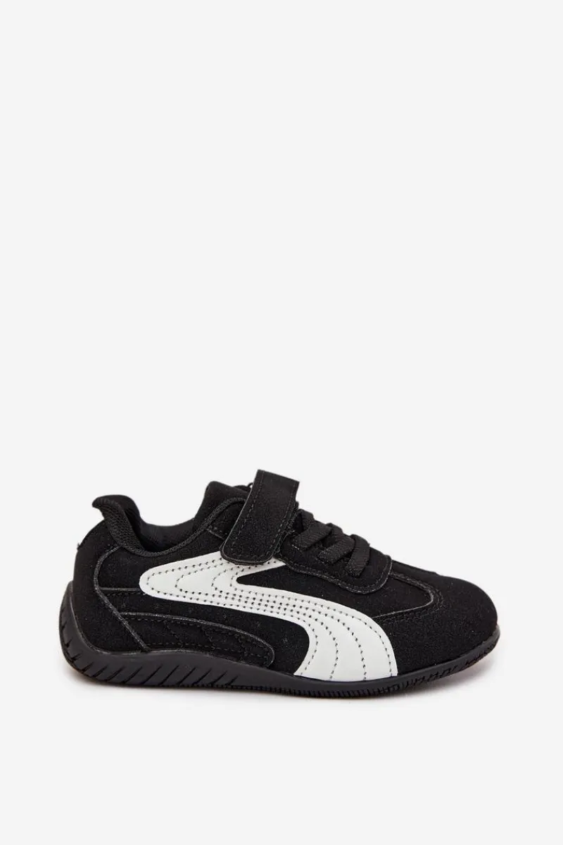 Chłopięce|Dziewczęce>Boto Buty Sportowe Dziecięce Z Rzepem Czarno-Białe Perrin Czarny