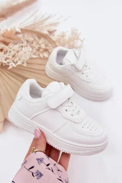 Hot Buty Sportowe Dziecięce Z Eko Skóry Białe Liora Dzieci Chłopięce|Dziewczęce