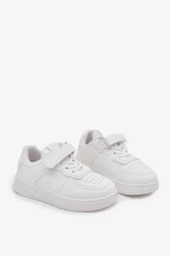 Hot Buty Sportowe Dziecięce Z Eko Skóry Białe Liora Dzieci Chłopięce|Dziewczęce