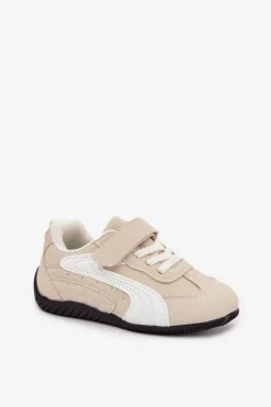 Outlet Buty Sportowe Dziecięce Z Rzepem Beżowe Perrin Dzieci Dziewczęce